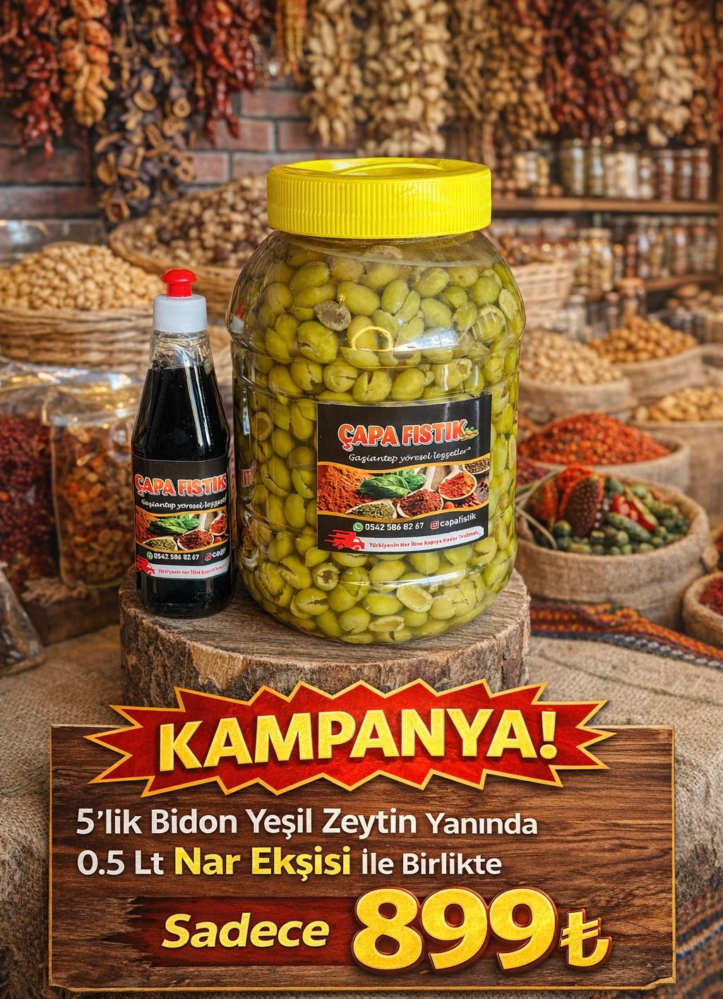 Yeşil Zeytin + 0,5 Lt Nar Ekşisi