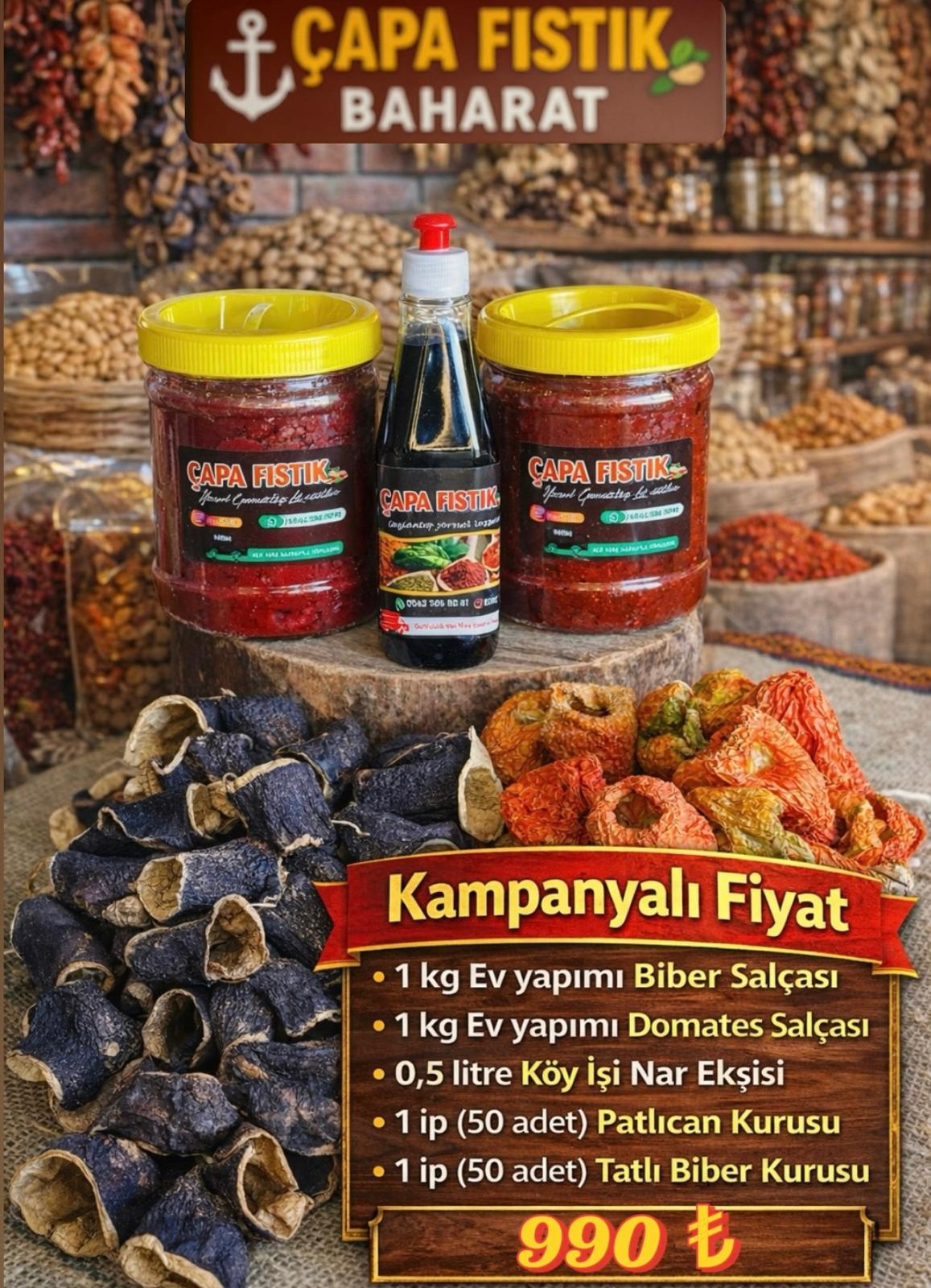 1kg Biber + 1kg Domates Salçası - Kurutmalık - Nar Ekşisi 